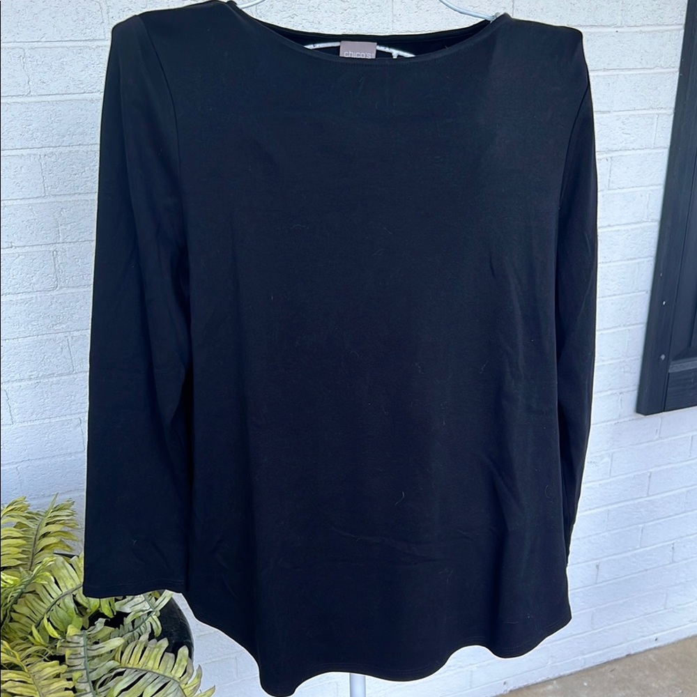 Chico's Black Relaxed Long Sleeve Tee